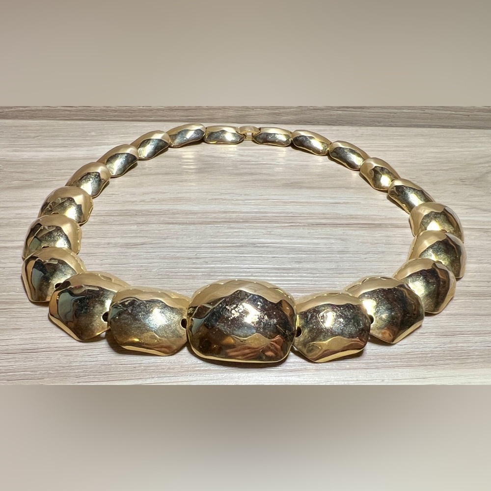 Vintage Gold Tone Demi Parure Faceted Necklace, 17.5”